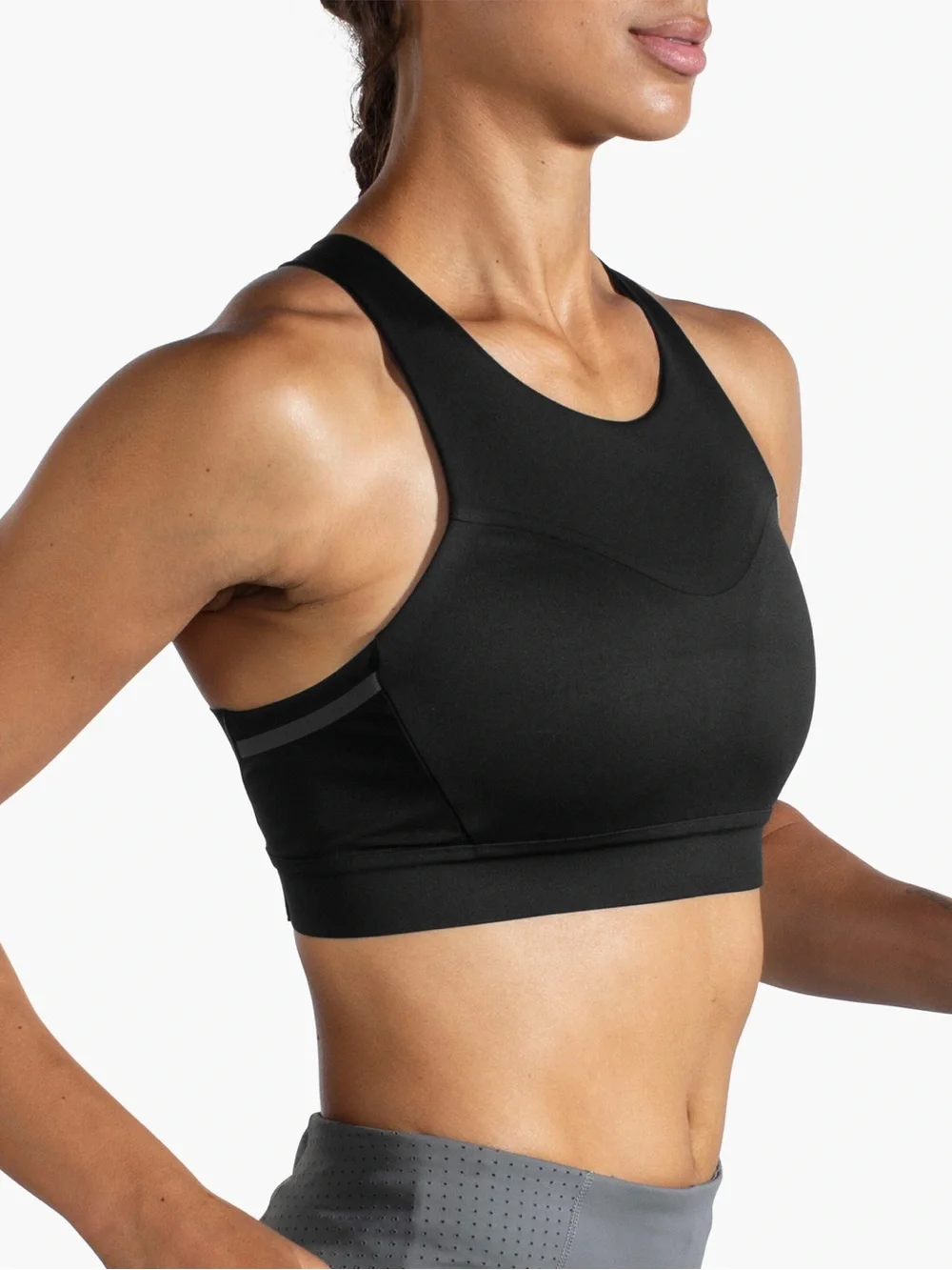Brooks 3 Pocket Black High-Impact Racerback Sports Bra- Activewear